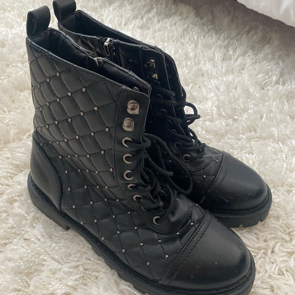 Black Leather Mini Boots